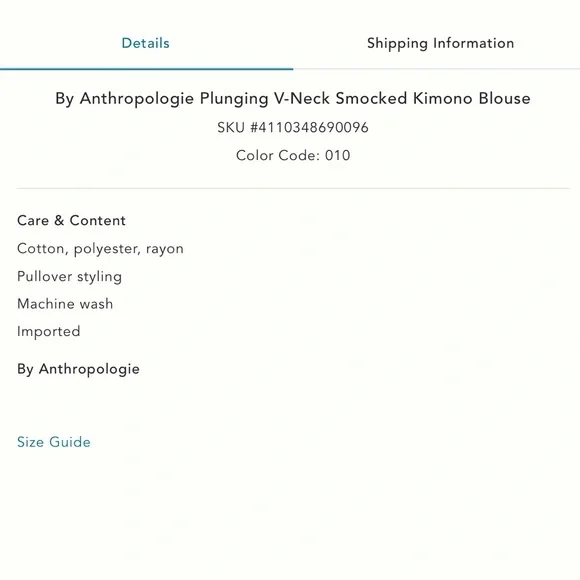 Anthropologie Smocked Kimono Blouse - Picture 4 of 10